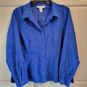 Sag Harbor Royal Blue Embroidered Button Down Shirt Jacket